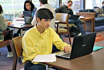 Student on computer